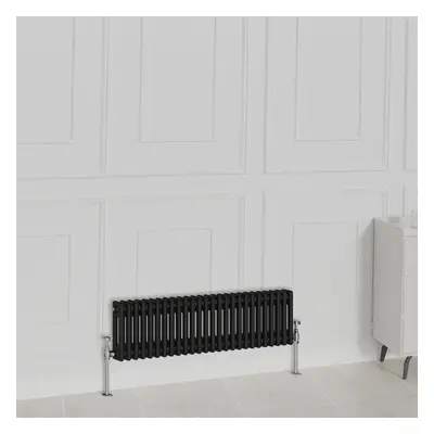 (300x1190mm-2 Column, Black) NRG Traditional Radiator Horizontal Vertical Cast Iron Style Double