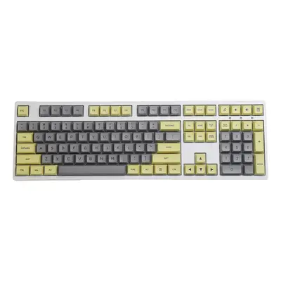 (Grey & Yellow) Keys Color Matching Keycap Set XDA Profile PBT Sublimation Keycaps for Mechanica