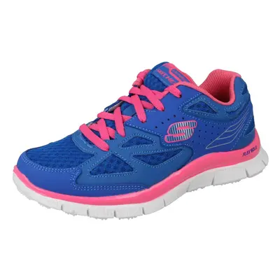 (UK 12.5 Child, Blue/Neon Pink (Blue)) Girls Skechers Memory Foam Trainers Align