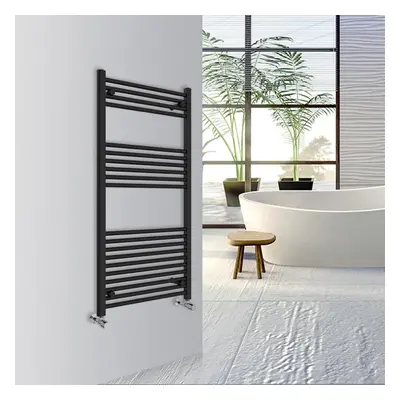 (Black, 1200x600mm) Warmehaus Straight Bathroom Heated Towel Rail Warmer Radiator Central Heatin