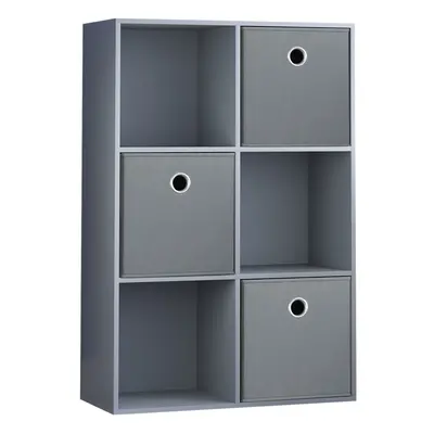 (Grey, Grey) Durham Cube Shelf Drawer Bookcase with Baskets