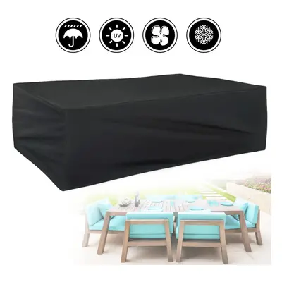 (L) 420D Patio Furniture Cover Waterproof Wind-Proof Anti-UV Table Chair Protective Cover Outdoo