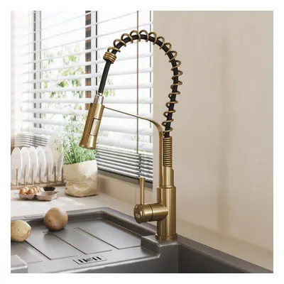 (Gold) Modern Kitchen Pull Down Faucet Swivel Tap