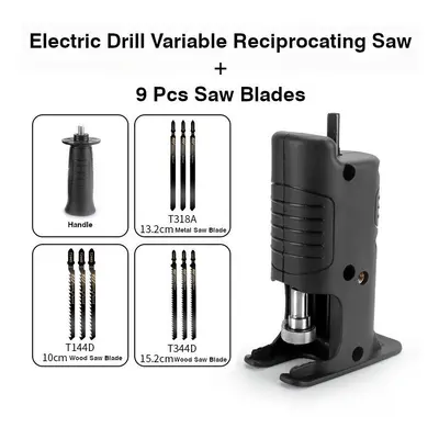 (C:Â Electric Drill Variable Reciprocating Saw+9Pcs Saw Blade) Reciprocating Saw Attachment Adap