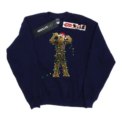 (3XL, Navy Blue) Star Wars Mens Chewbacca Christmas Lights Sweatshirt