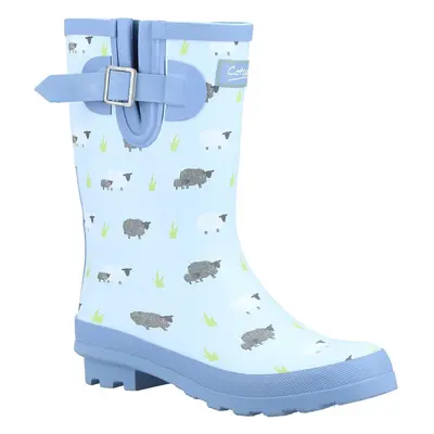 (3 UK, Blue) Cotswold Womens/Ladies Farmyard Sheep Mid Calf Wellington Boots