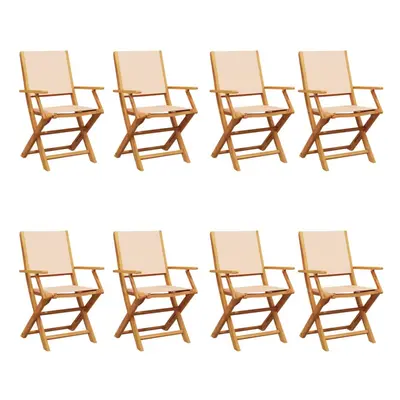 (beige, pcs) vidaXL Garden Chairs Outdoor Chair Dining Chair Solid Wood Acacia and Fabric