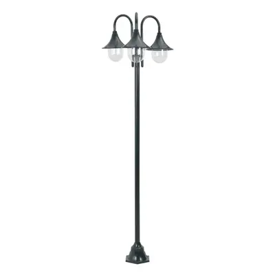 vidaXL Garden Post Light E27 220cm Aluminium 3-Lantern Dark Green Outdoor Lamp