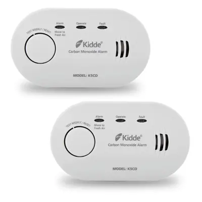 2 Pack Kidde 5CO Carbon Monoxide Alarm, Ten Year Alarm Sensor Life, AA Battery Powered (Replacea