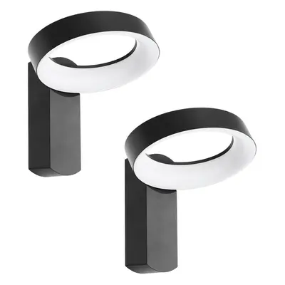 2 PACK IP54 Outdoor Wall Light Anthracite Aluminium Hoop 3.3W LED Lamp