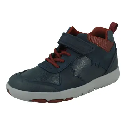 (Navy, UK 12.5 Child) Boys Clarks Casual Hi-Top Trainers Rex Park K