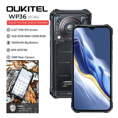 OUKITEL WP36 Rugged Phone 8+128GB 10600mAh NFC Global Version Dual SIM IP68