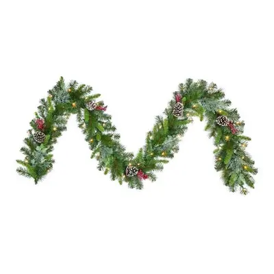 Celebrations 12 in. x ft. LED Prelit Icy Mixed Pine Garland, Warm White - Pack of