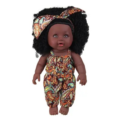 () 30CM Silicone Vinyl African Girl Realistic Reborn Lifelike Newborn Baby Doll Toy with Moveabl