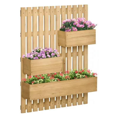 Outsunny Wooden Garden Planters with Trellis Wall-mounted Raised Garden Bed