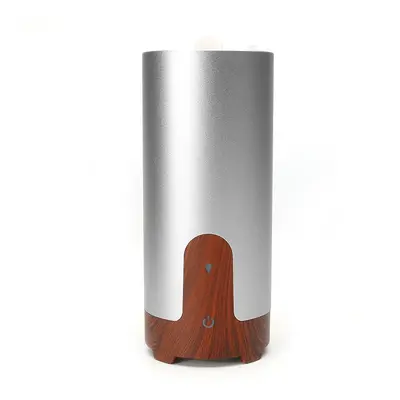 (Silver) Protable Essential Oil Humidifier Aromatherapy Diffuser Metal & Wood Grain Style