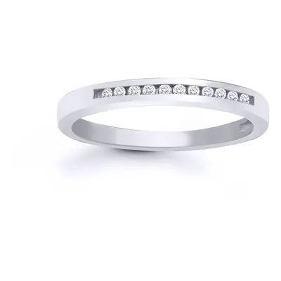 (U) Jewelco London Ladies Solid 9ct White Gold Channel Set Round H I1 0.1ct Diamond Dainty Band 