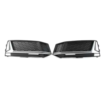 (Silver) A Pair of Chrome Fog Light Cover Grille Silver Trim Grill Bezel Fit For AUDI A4 S4 S-Li