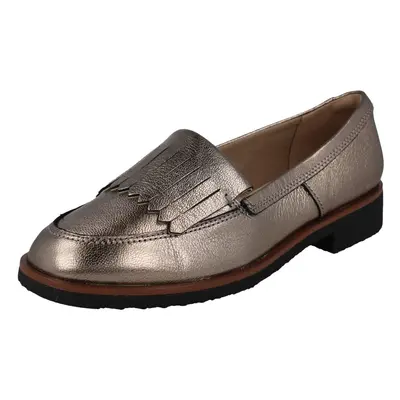 (Gold, UK 6) Ladies Clarks Slip On Casual Shoes Griffin Kilt - D Fit