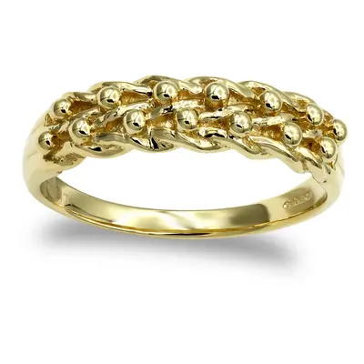 (J) Jewelco London Men's Solid 9ct Yellow Gold Row Keeper Rope Edge Ring