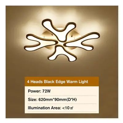 (Type A: heads warm white light black shell) LED Modern Ceiling Light For Living Dining Room Bed