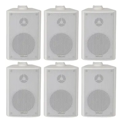 6x 60W Way White Wall Mounted Stereo Speakers 3" 8Ohm Mini Background Music