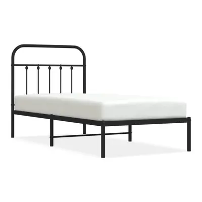 (black, x cm/with headboard) vidaXL Metal Bed Frame Bedroom Bed Base Bedstead Metal Matress Foun