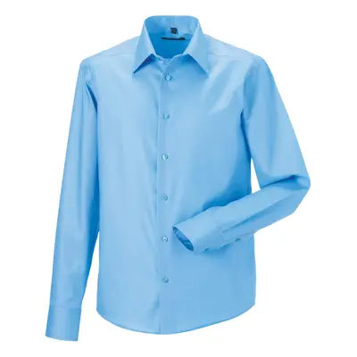 (16.5inch, Bright Sky) Russell Collection Mens Long Sleeve Tailored Ultimate Non-Iron Shirt