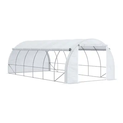 Outsunny x x m Polytunnel Greenhouse Pollytunnel Tent w/ Steel Frame White