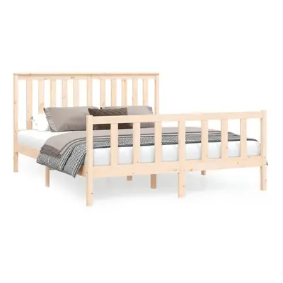 (brown, x cm) vidaXL Bed Frame Platform Bed Wooden Bedstead with Headboard Solid Wood Pine