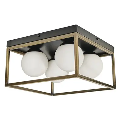 Beauworth Way Black/Brass Ceiling Light with Opal Glass Shades + x 3W G9 LED Bulb