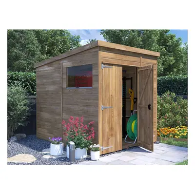 Dunster House Wooden Garden Shed 1.8m x 2.4m Outdoor Storage Building Overlord with Pent Roof an