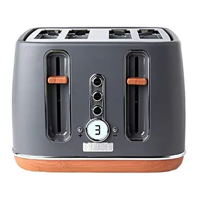 Haden Dorchester Toaster Modern LCD Display Digital Four Slice Toaster With Wood Effect Finish, 