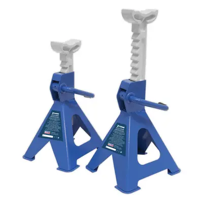 PAIR Tonne Ratchet Type Axle Stands - 276mm to 410mm Working Height - Blue