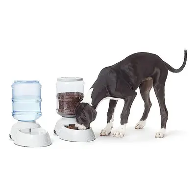 Amazon Basics Food and Water Dispenser for Pets, Feeder, Large, Grey