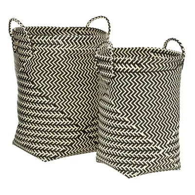 Premier Housewares Woven Black/White Laundry Baskets - Set of