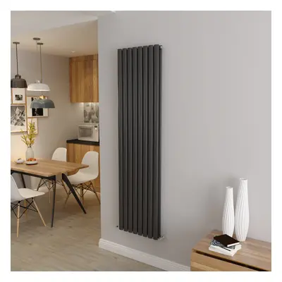 (Double 1800x472mm, Anthracite) Designer Oval Column Radiator Central Heating