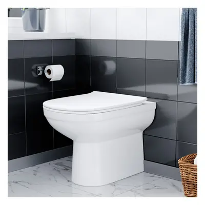 Nes Home Modern Back to Wall Rimless Toilet and Soft Close Seat White