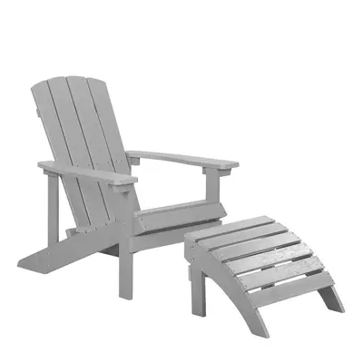 Garden Chair ADIRONDACK with Footstool Light Grey