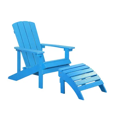 Garden Chair ADIRONDACK with Footstool Blue