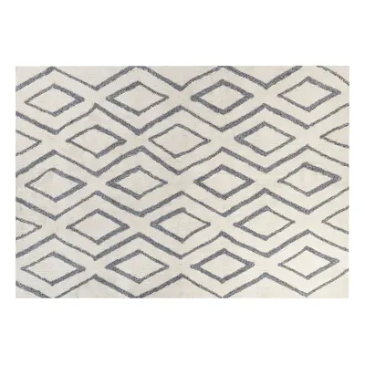 Shaggy Cotton Area Rug x cm Off-White and Blue MENDERES