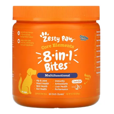 Zesty Paws, 8-In-1 Multifunctional Bites for Dogs, All Ages, Chicken, Soft Chews