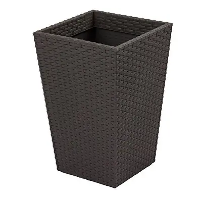 Small Square Base Planter, Injected Polypropylene/Flat Rattan, Graphite Grey, l