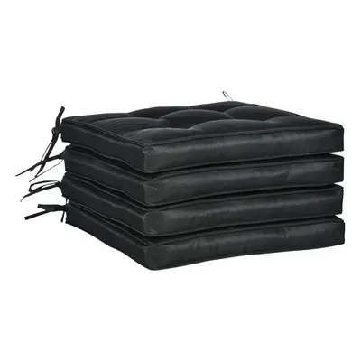 Outsunny x 42cm Replacement Garden Seat Cushion Pad with Ties, Black