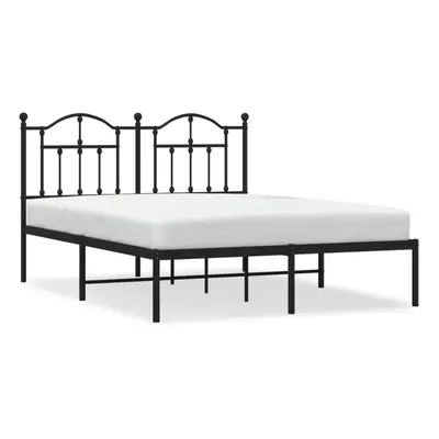 (black, x 190/with headboard) vidaXL Metal Bed Frame Bedroom Platform Bed Base Bedstead Mattress