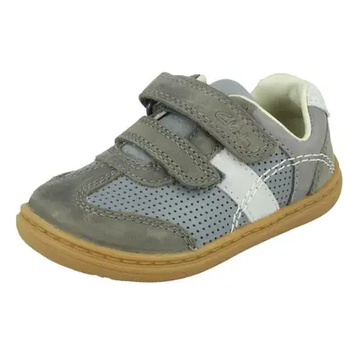 (Grey, UK Infant) Boys Clarks Hook & Loop Casual Shoe Flash Metra - F Fit