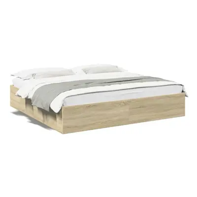 (sonoma oak, x cm/ cm) vidaXL Bed Frame Bedroom Bed Base Bedstead White 120x200 cm Engineered Wo