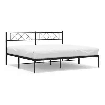 (black, x cm/with headboard) vidaXL Metal Bed Frame Bedroom Platform Bed Base Bedstead Mattress 