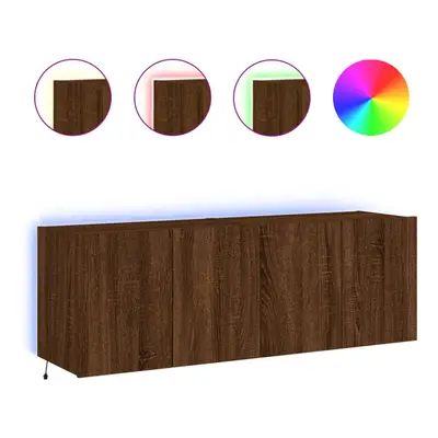 vidaXL TV Wall Cabinets with LED Lights Wall Mounted TV Units pcs Brown Oak