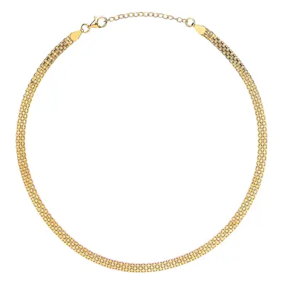 Jewelco London Ladies Yellow Gold-Plated Sterling Silver Bismark Flat Cage Choker Collarette Nec